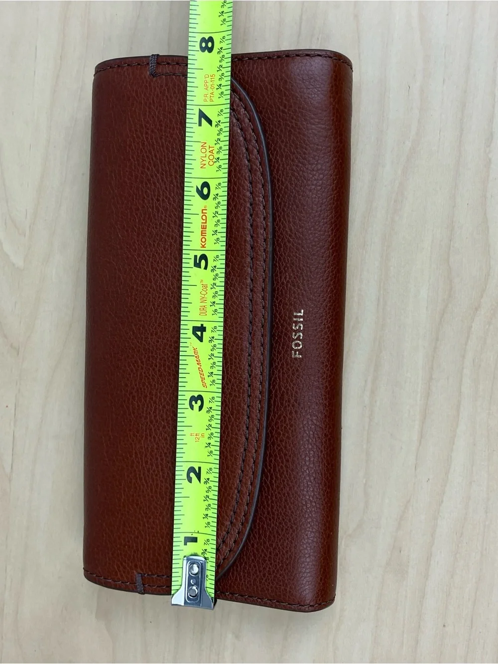 Fossil Cleo Clutch Wallet Card Holder Brown Leather Zipper Pockets Snap Closure